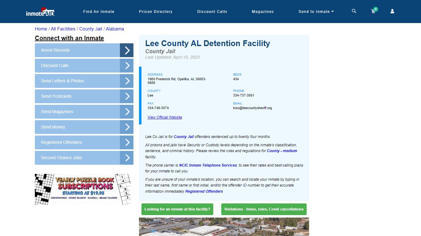 Lee County AL Detention Facility - Inmate Locator - Opelika, AL